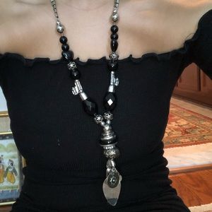black and silver necklace